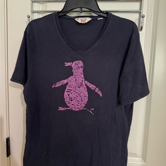 Original Penguin Navy blue cream and red Label T-Shirt - Picture 1 of 7